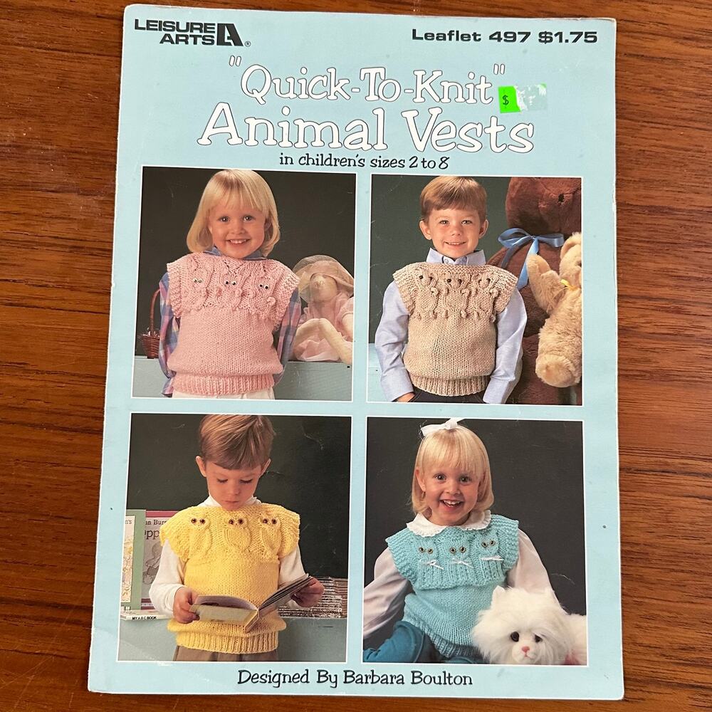 "Quick to Knit" Animal Vests Children Pattern Bklet